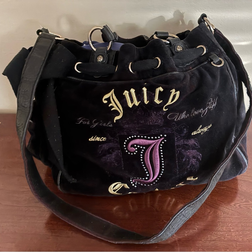 Juicy Couture Black and Purple Shoulder Bag